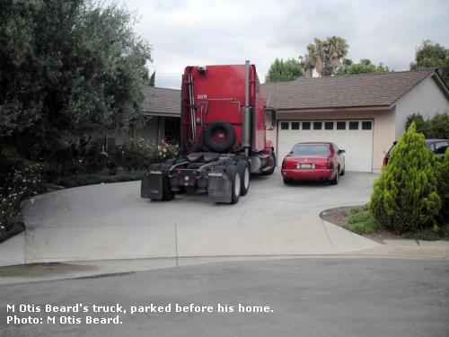 M Otis Beard's big rig truck and home.